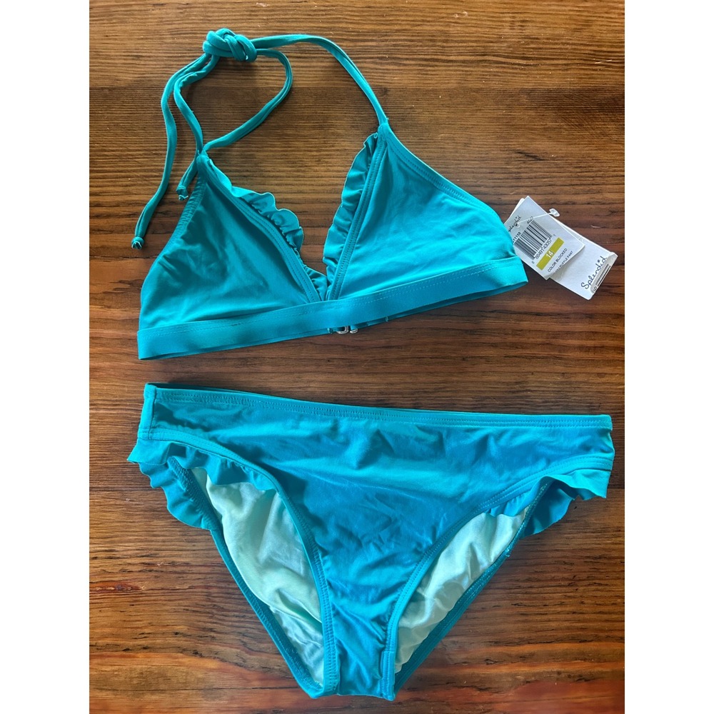Girls Splendid Emerald Teal Bikini Swimsuit 14 NWT
